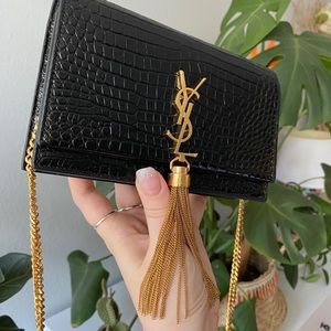 YSL Saint Laurent Kate Mini Bag (black crocodile)